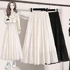 批发白色半身裙女高腰搭配<b class='q'>毛衣</b><b class='q'>中长款</b>a字芭蕾风蓬蓬蛋糕裙子