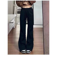 批发5930深灰色微喇<b class='q'>休闲裤</b><b class='q'>女</b>秋季显瘦梨形身材喇叭卫裤子