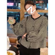 批发200斤法式格子长袖衬衫女装2025秋季新款休闲洋气减龄圆领娃娃衫