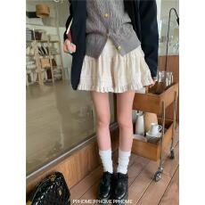 批发芭蕾风白色蓬蓬裙<b class='q'>半身</b>裙女春秋夏百褶A字裙甜美蛋糕裙蕾丝<b class='q'>短裙</b>子