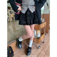 批发芭蕾风白色蓬蓬裙半身裙女春秋<b class='q'>夏</b>百褶A字裙甜美蛋糕裙蕾丝短裙子