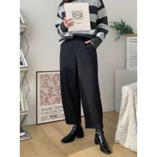 批发8101毛呢直筒休闲胖妹妹mm宽松显瘦梨形身材<b class='q'>哈伦</b>阔腿裤子