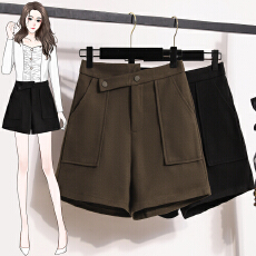 批发实拍实价秋冬<b class='q'>大码</b>不规则毛呢a字阔腿裤外穿裤子靴裤打底休闲裤女