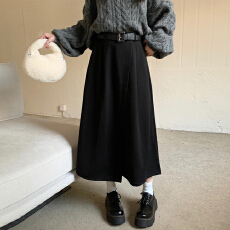 批发a字半身裙女秋<b class='q'>冬</b>高腰大码复古显瘦加厚毛呢中长裙