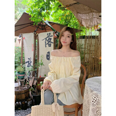 批发大码长袖衬衫圆领正肩泡泡袖<b class='q'>胖</b>mm<b class='q'>遮</b>肚上衣