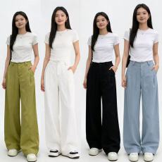 批发韩版简约春夏季新款<b class='q'>女</b>士百搭<b class='q'>长裤</b>时尚高腰阔腿裤宽松<b class='q'>直筒</b><b class='q'>长裤</b><b class='q'>女</b>装