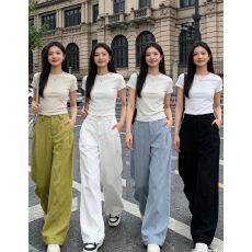 批发韩版简约春夏季新款<b class='q'>女</b>士百搭<b class='q'>长裤</b>时尚高腰阔腿裤宽松<b class='q'>直筒</b><b class='q'>长裤</b><b class='q'>女</b>装