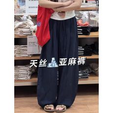 批发亚麻阔腿裤女夏季薄款<b class='q'>胖</b>mm<b class='q'>宽松</b>显瘦弯刀裤大码棉麻休闲裤