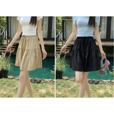 批发慵懒风<b class='q'>裙裤</b>女夏季薄款高腰显瘦冰丝阔腿裤松紧腰系带五分短裤