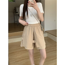 批发高腰五分裙裤显瘦阔腿短裤女<b class='q'>夏</b>季薄款休闲工装裤子