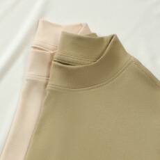 批发螺纹双面德绒半高领T恤男秋冬季韩版宽松纯色长袖内搭打底衫