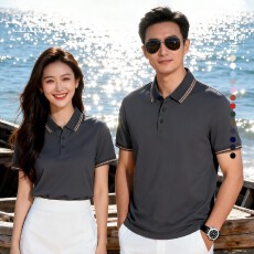 32支210克精仿棉撞色大码翻领