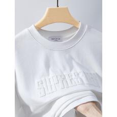 批发320G重磅新疆长绒棉圆领短袖3D立体字母真空刺绣款