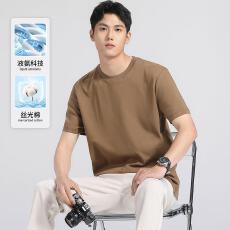 批发80S冷感液氨丝光棉短袖T恤<b class='q'>男</b>轻奢凉感休闲上衣服