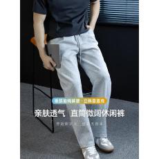 批发美式微阔弯刀<b class='q'>裤</b>耐磨抗皱休闲直筒<b class='q'>裤</b>弹力抽绳设计