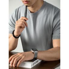 批发莱赛尔+桑蚕丝】<b class='q'>男士</b>轻奢净版针织衫短袖T恤透气商务休闲半袖夏