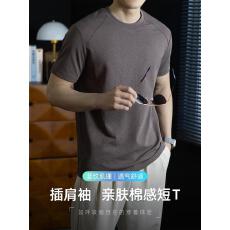批发<b class='q'>都市</b>高街风！亲肤棉竖纹肌短袖t桖男士夏季舒适抗皱休闲半袖上衣
