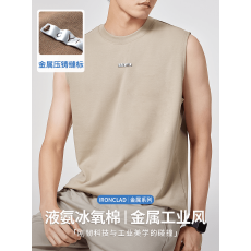 批发夏季男士丝光棉背心宽松潮牌流行坎肩缝标无袖T恤