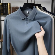 批发10A抗菌含绵羊毛桑蚕丝高品质t恤男士抗静电长袖polol衫男