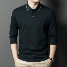 批发秋冬内里磨毛男T恤翻领polo衫<b class='q'>商务</b><b class='q'>休闲</b>中年爸爸装长袖打底衫
