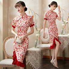 批发实拍 旗袍年轻款改良复古中国风<b class='q'>优雅</b>连衣裙