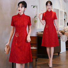 批发敬酒服新娘旗袍连衣服小个子回门服便装结婚平时可穿气质