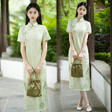 批发实拍改良旗袍2026新款夏季年轻款少女新中式民国风复连衣裙