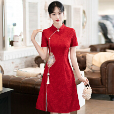 批发实拍新中式旗袍连衣裙国风夏装女气质裙子