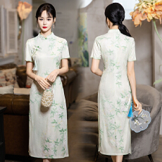 批发实拍改良旗袍2026新款夏季长款收腰裙子新中式连衣裙