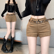 批发实拍2026高级感纯欲风小个子 辣妹鹿皮绒 靴裤阔腿短裤配皮带