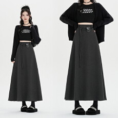 批发实拍2025<b class='q'>冬</b>新款网红羊绒毛呢半身裙气质中长鱼尾裙半身裙