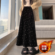 批发实拍2025新 高级丝绒亲肤百搭修身半身包臀A字长裙松紧腰中长裙