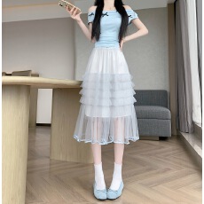批发实拍2026重工网纱蛋糕裙半身裙女新款显瘦中裙子半裙伞裙四季款