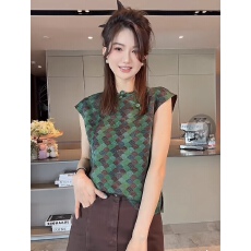 2026年夏新款新中式国风盘扣绿色印花女时尚显瘦百搭上衣