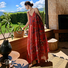 批发实拍法式复古格纹吊带<b class='q'>连衣</b>裙设计感小众不规则下摆辣妹<b class='q'>长裙</b>夏