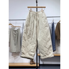 批发2025冬季新品日系甜美<b class='q'>文艺</b><b class='q'>范</b>松紧腰保暖夹棉阔腿裤