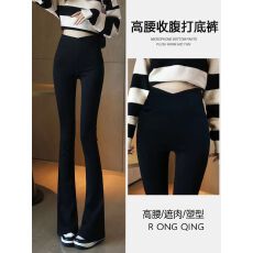 批发微喇叭裤子女高腰显瘦2025新款马蹄裤<b class='q'>春</b>秋垂感小个黑色外穿打底裤