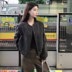 批发350克龙凤呢卡其秋季小个子棒球服短外套新款高级感<b class='q'>气质</b>夹克