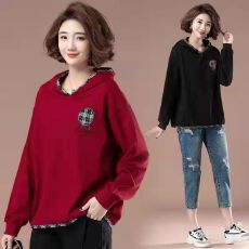 批发连帽卫衣女秋冬加绒加厚新款秋季大码宽松女装洋气减龄加厚上衣