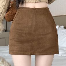 批发280克麂皮绒 2025年秋冬韩版加厚防走光女低腰麂皮绒包臀<b class='q'>半身裙</b>