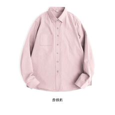 批发100%纯棉单衣袋长袖2026春夏新款<b class='q'>男</b>女纯色<b class='q'>衬衫</b>设计感宽松开衫外套