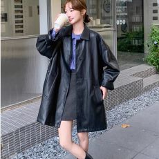 批发黑色美式气质甜酷炸街皮衣中长款外套女2026春季新款百搭PU皮夹克