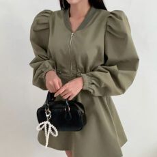 批发韩国chic设计感宽松简约防晒薄外套女休闲复古纯色褶皱七分袖上衣