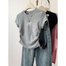 批发2026新款 40支纯棉210克（92棉/8氨纶）短袖T恤女刺绣烫钻