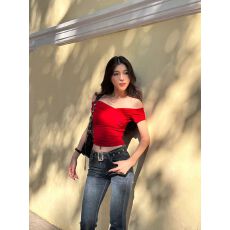 批发2026新款40支纯棉210克（92棉/8氨纶）短袖T恤女辣妹装