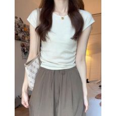 批发2026新款40支纯棉210克（92棉/8氨纶）短袖T恤女修身上衣