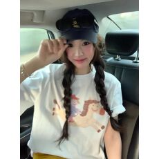 批发2026新款21支纯棉-210克（100%棉） 2026年夏装短袖T恤女印花