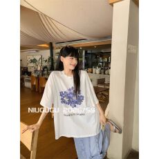 批发2026新款 21支纯棉-210克（100%棉） 2026年夏装短袖T恤女印花