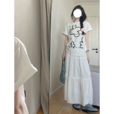 批发白色半身裙女早春夏新款高腰显瘦梨型身材a字<b class='q'>中长款</b>蛋糕裙