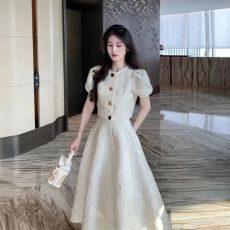 批发夏季2026新款富家千金过膝连衣裙白色上衣高腰半身裙<b class='q'>两件套</b>套装裙